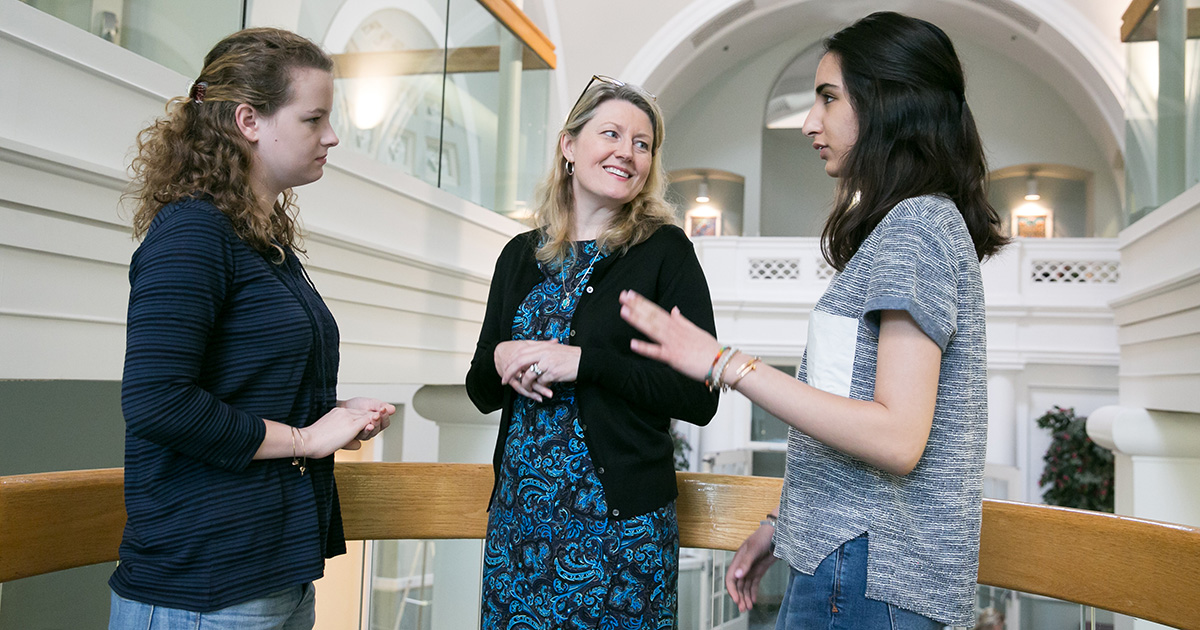 Associate Professor of Management Wendy Murphy and students