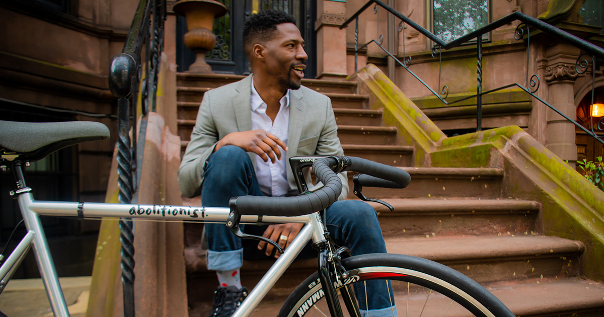 Brandale Randolph with a bicycle