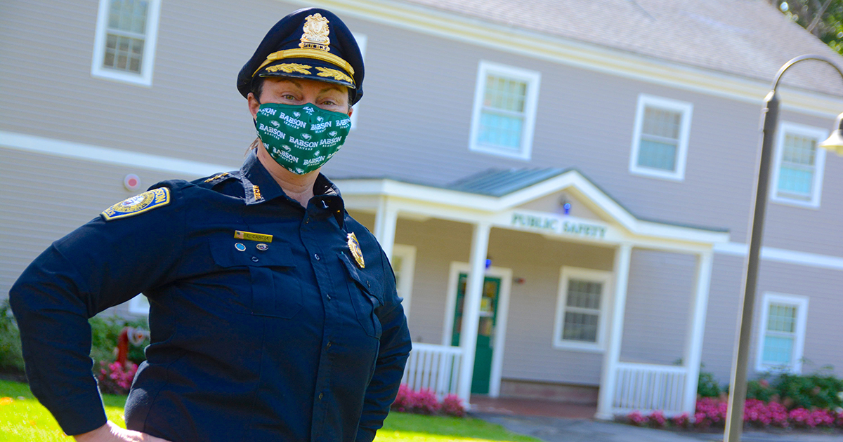 Erin Carcia poses outside Babson Public Safety