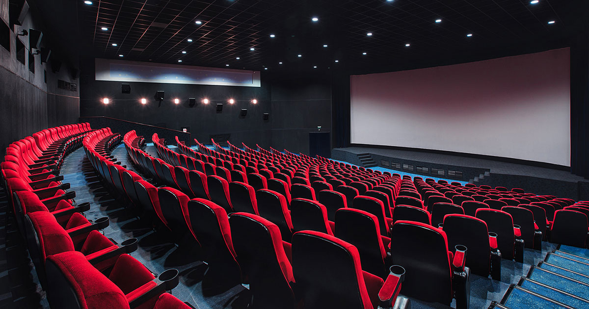 An empty movie theatre.