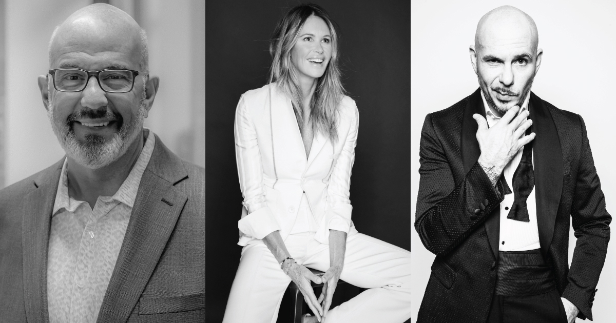 Collage of Jeff Hoffman, Elle Macpherson, and Pitbull