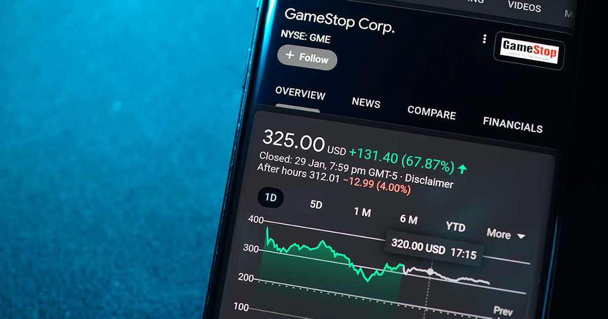 GameStop share price on a smartphone