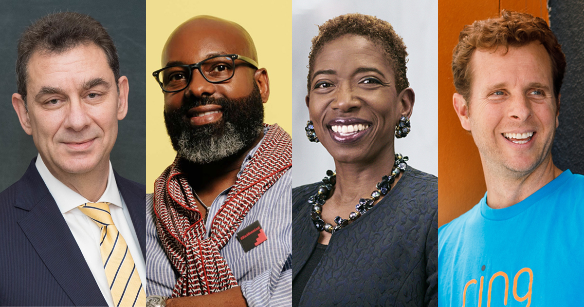 Babson’s May Commencement Speakers: Dr. Albert Bourla, Richelieu Dennis Jr. ’91, Carla A. Harris, and Jamie Siminoff ’99.