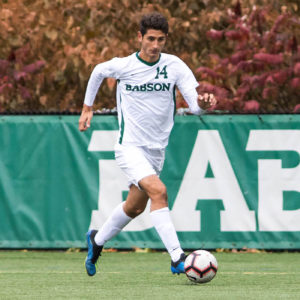 Cem Kullukcu ’21 as a member of the Babson College men's soccer team.