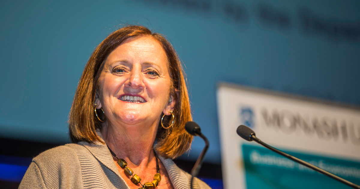 Babson Professor Vicky Crittenden speaks at the World Marketing Congress luncheon in Melbourne, Australia.