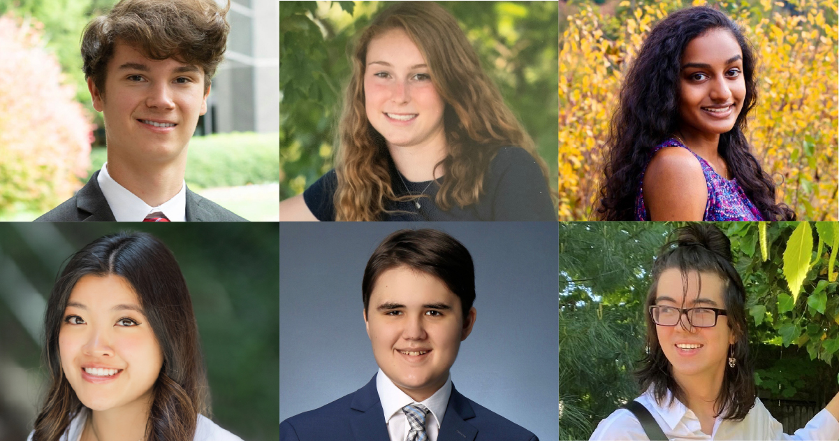 Composite photo with headshots of the six Blank Leadership Scholars