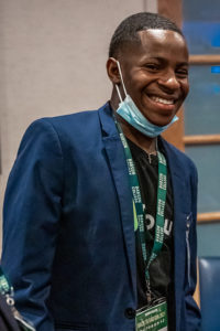 Demarre Johnson smiling at a campus event