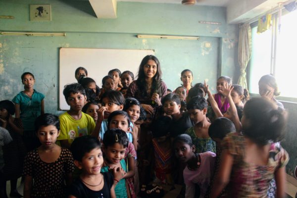 Preshika Jain '21 and her students in India
