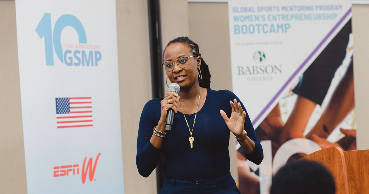 Chisom Mbonu-Ezeoke speaking during a bootcamp session