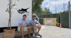 CyprusInno co-founders sit outside The Base on Cyrpus