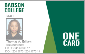 Front of the new Babson OneCard