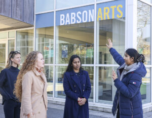 Four women tour Babson's Wellesley campus