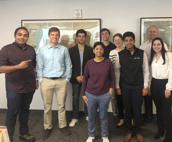 Akhil Nair MBA'18, a former Global Entrepreneur in Residence at Babson College, with students he helped mentor.