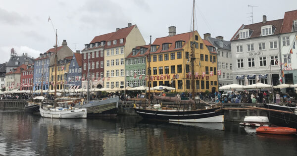 Scenic shot of Copenhagen along a waterway