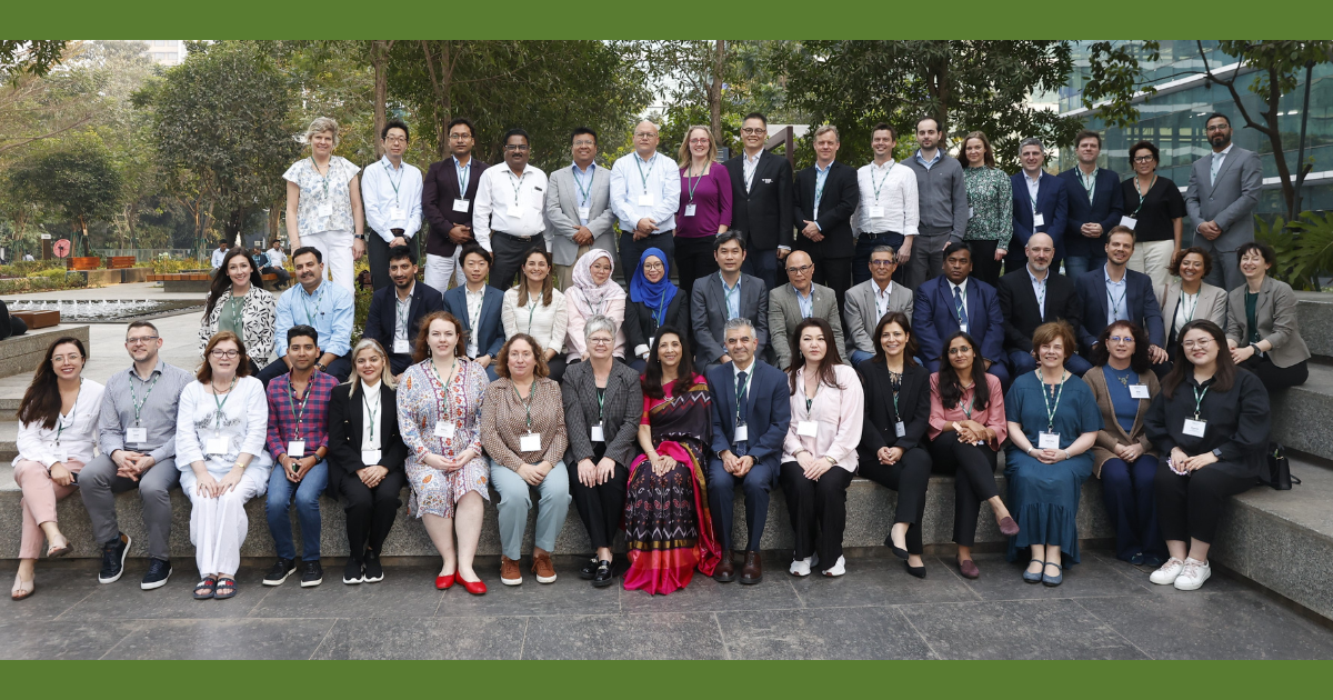 Babson Collaborative members pose for a portrait outside at the Global Summit.