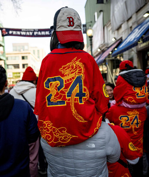 A fan outside Fenway Park after the Red Sox AAPI celebration game May 1.