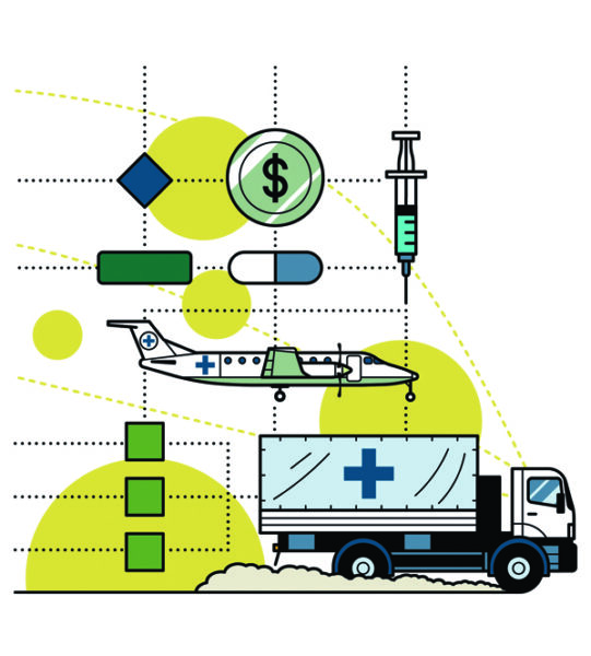 Illustration depicting research in logistical supply