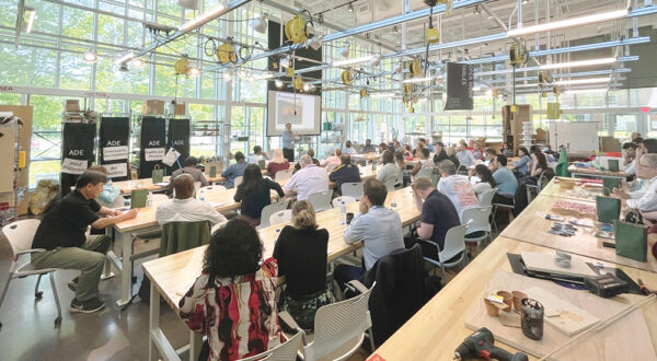 Faculty and administrators work in the Weissman Foundry