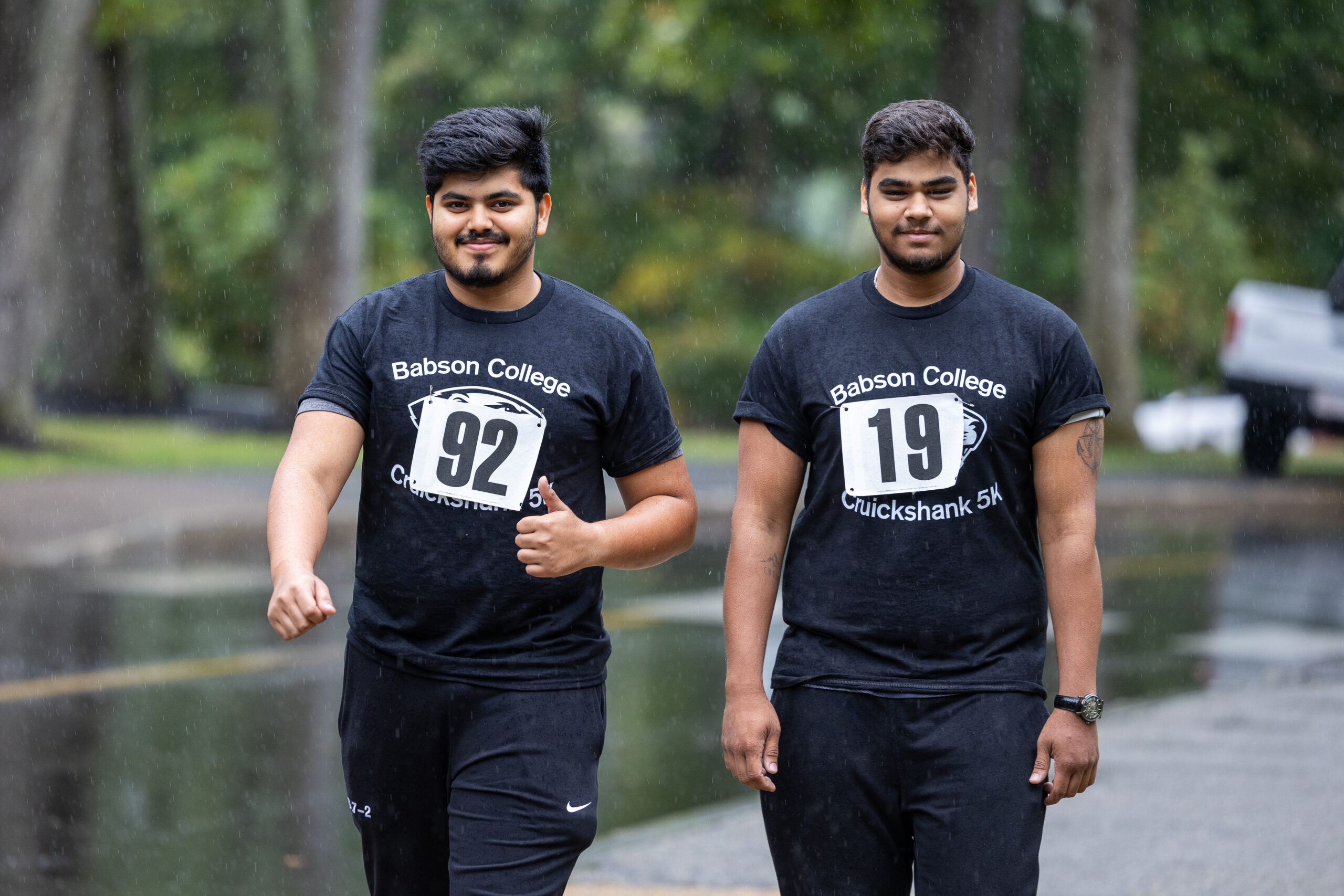 Posing for a photo at Back to Babson