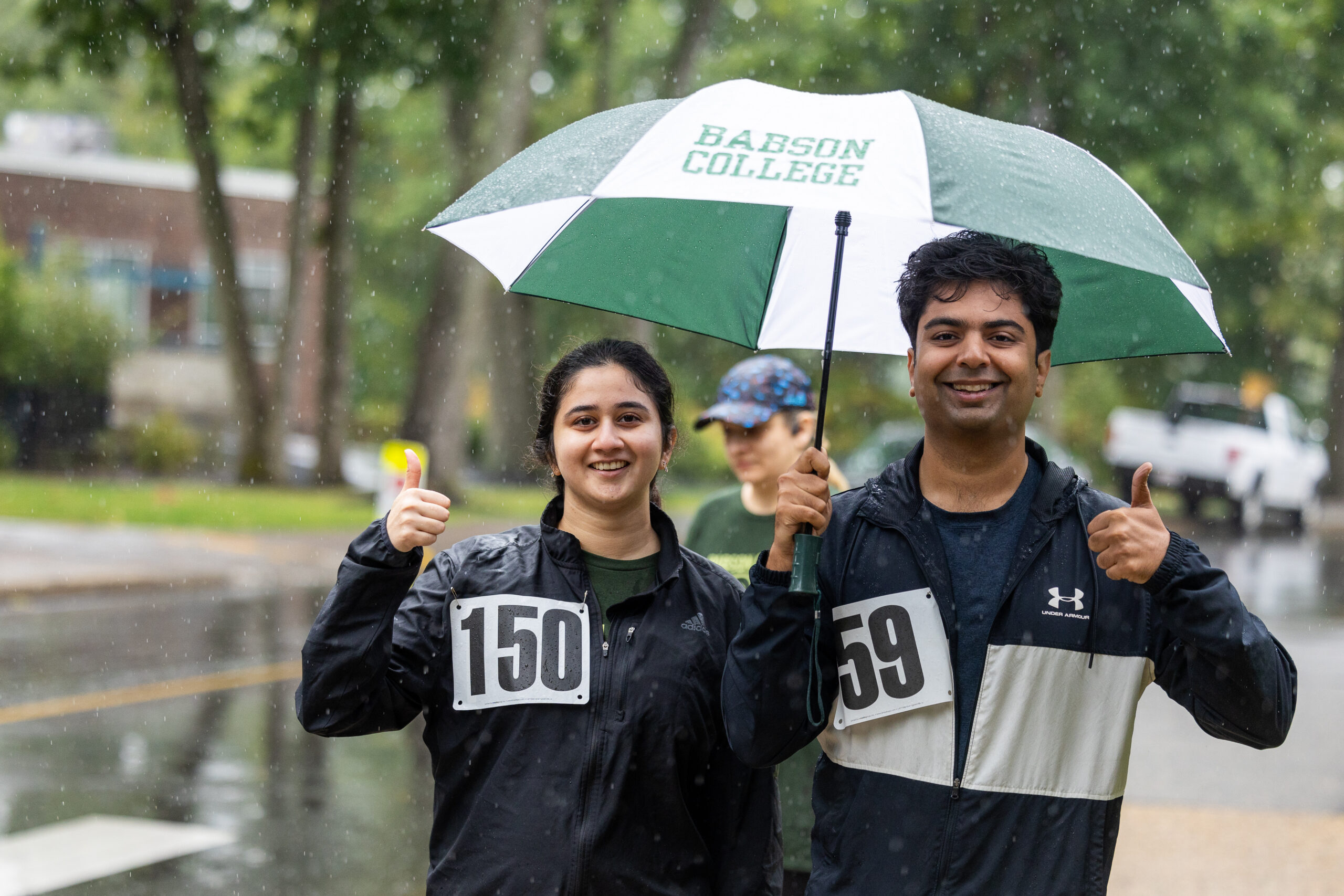 Posing for a photo at Back to Babson