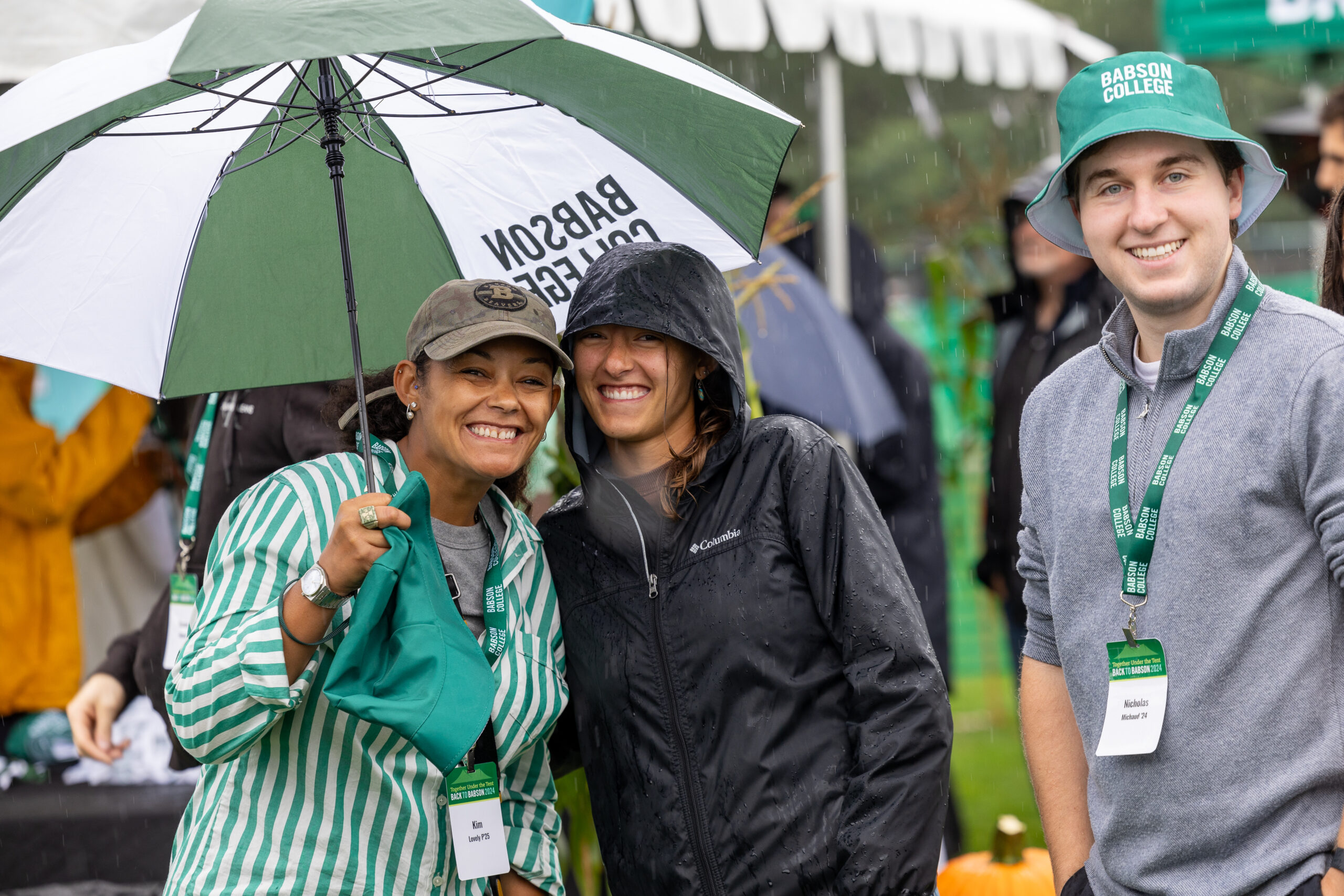 Posing for a photo at Back to Babson