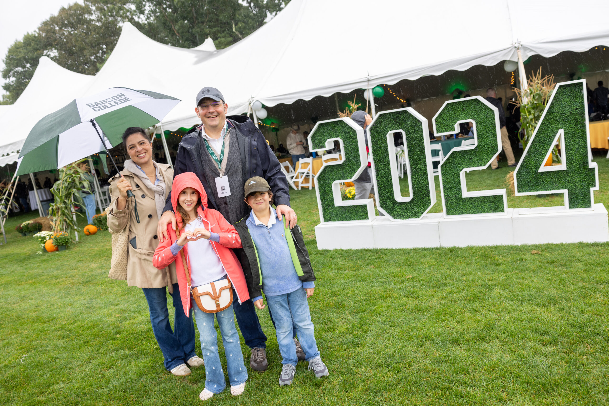 Posing for a photo at Back to Babson