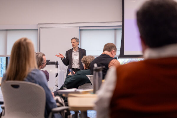 Attendees of the AI & Writing Symposium also heard from keynote speaker Carl Quillen, whose work focuses on machine learning at Microsoft. (Photo: Nic Czarnecki)