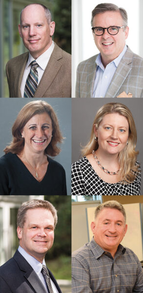 Composite photo of six headshots of the Babson researchers