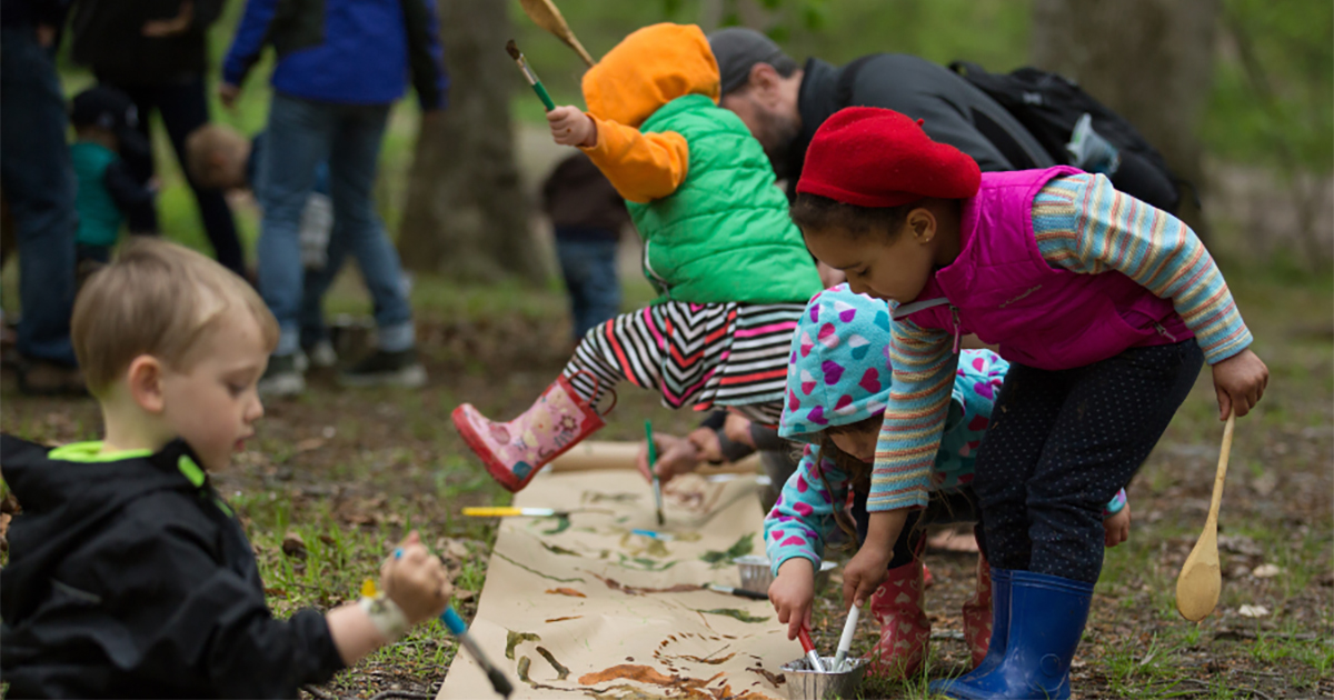 Children play outside