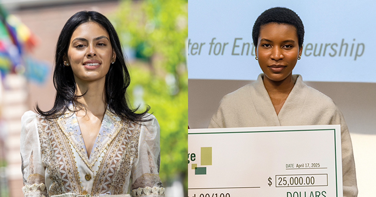 Side-by-side portratis of Sheikha Al-Otaibi ’25 and Ily Kynion Coulibaly MSBA’25