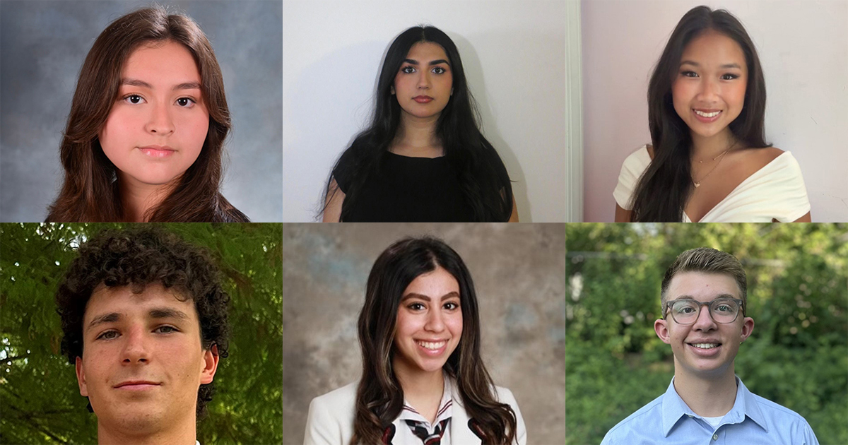 First row (left to right): Laura Bautista ’29, Ezel Bhatty ’29, Sydney Fojas ’29; Second row (left to right): Lucas Lebrija ’29, Tia Malhotra ’29, Remy Witt ’29