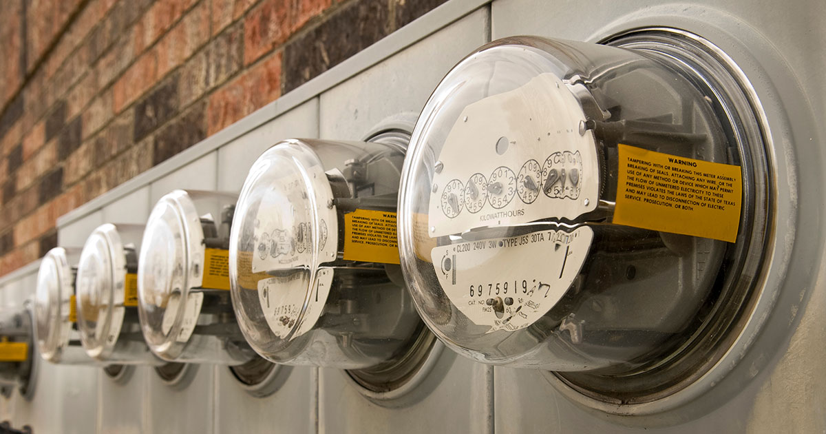 a row of electricity meters