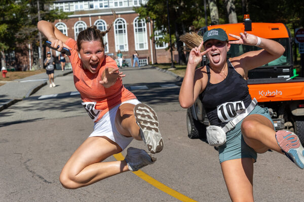 Students jump during the Cruickshank Race
