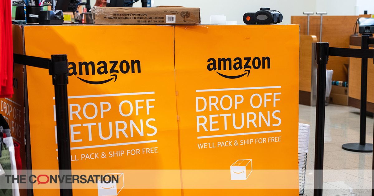 An Amazon returns drop-off desk at a Kohl's store