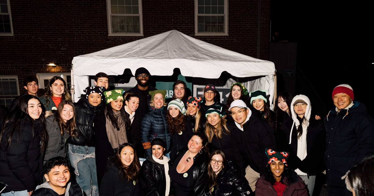 The Retailing Management course with Jaylen Brown and Joel Kamm MBA’12 outside their pop-up event.