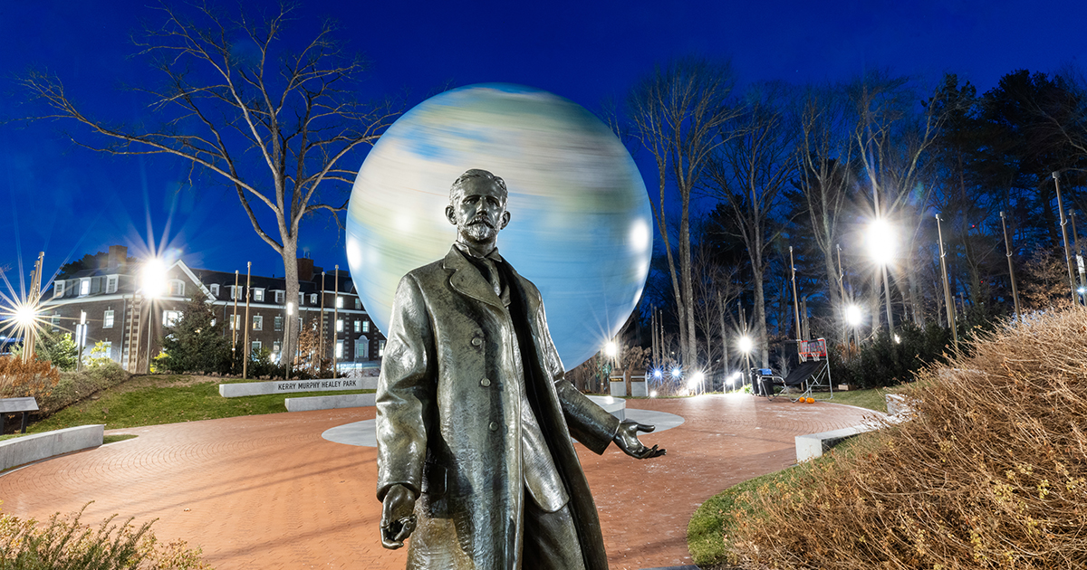 Babson Globe at night