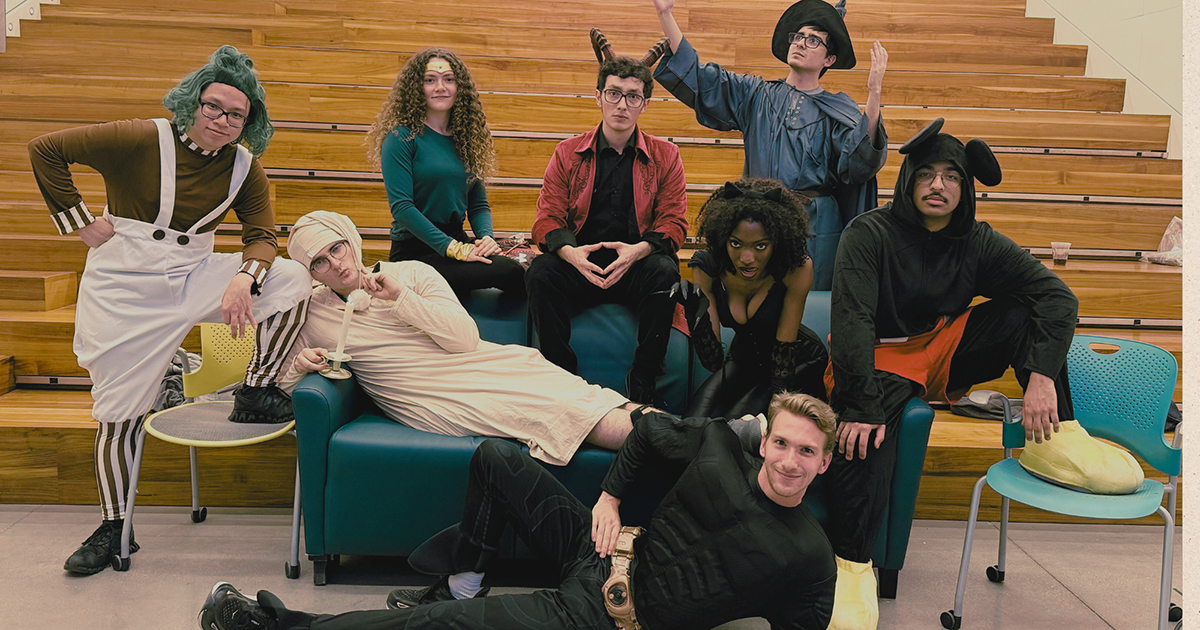 Babson college students in an improvisational comedy club.