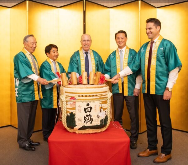 President Spinelli and guests wearing traditional Japanese robes