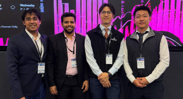 Members of the Babson team pose for a photo at the competition