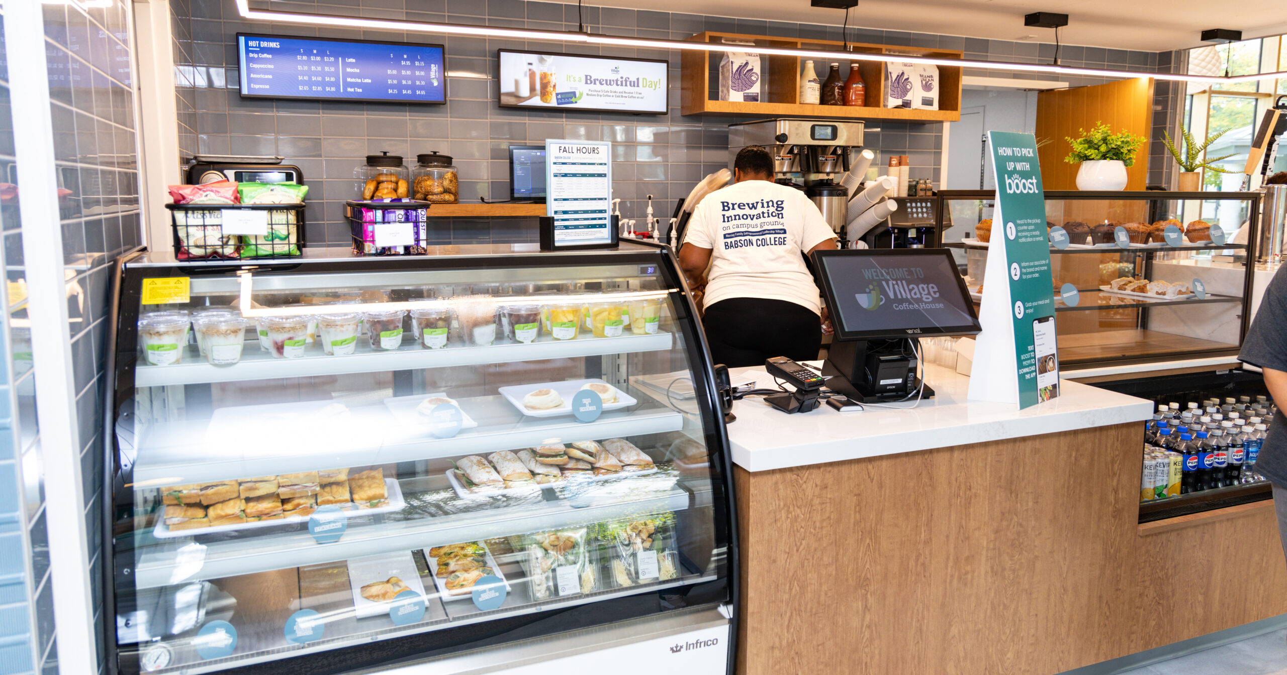 A view of the counter at the Village Coffee House at the Herring Family Entrepreneurial Leadership Village