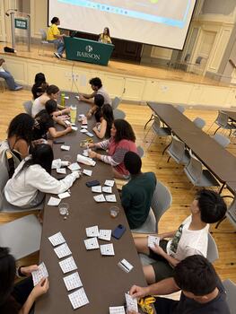 Students gathered for BINGO night at Babson College