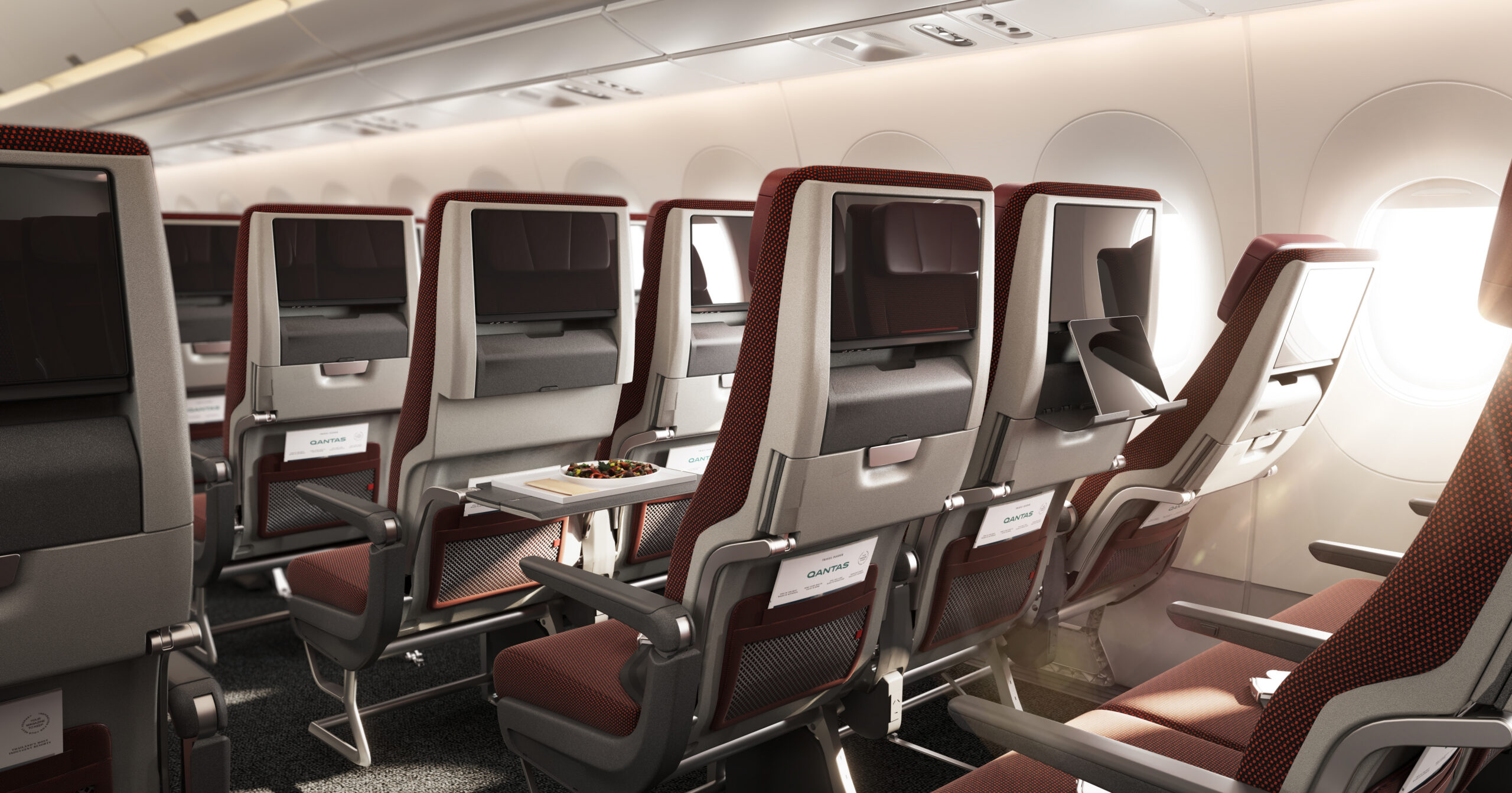 Economy class of the Qantas A350-1000ULR