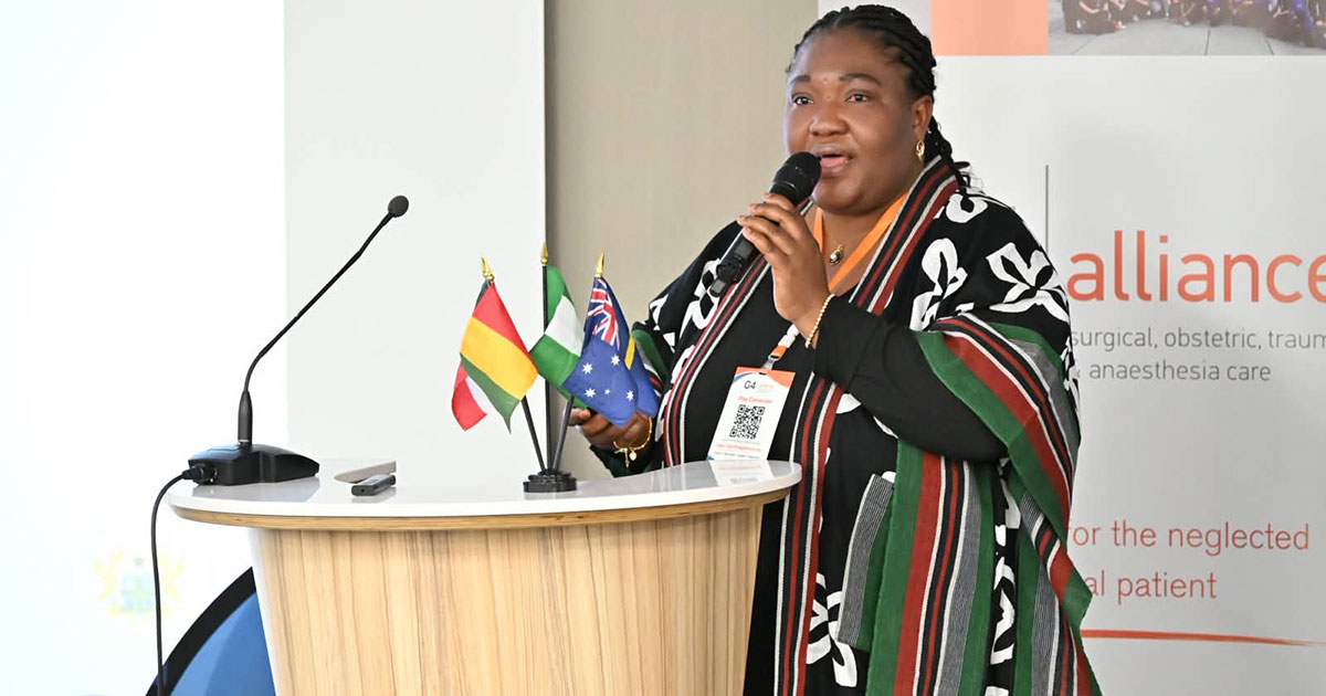 Irene Devine Dzirasa presenting on the success of the Ghana Surgical Dialogue at the G4 Alliance permanent council meeting in Geneva, May 2026