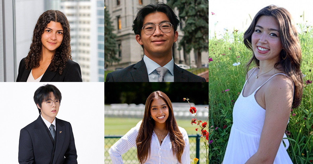 Composite image of portraits of the five students