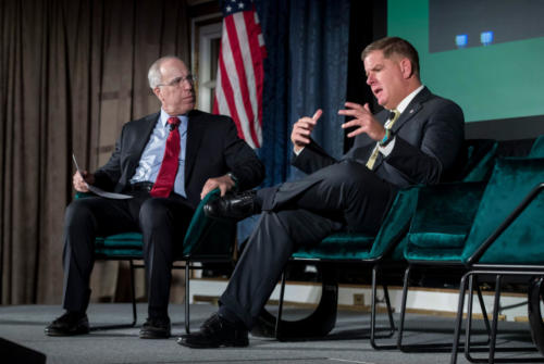 Babson President President Stephen Spinelli Jr. MBA’92, PhD and Mayor Marty Walsh