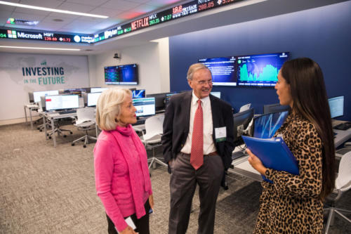 The Cutler Family visits the Finance Lab.