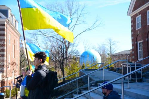 Community members at the student-led Ukraine demonstration on March 8, 2022.