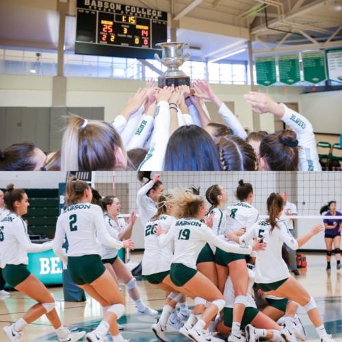 Emily Woodward '20 with the Babson College women's volleyball team