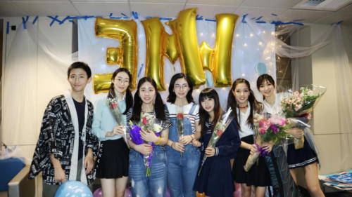 From left to right: Nick Liu '21, Amy Zang '18, Ziyu Lin '21, Vivian Wang '21, Stacy Si '19, Fenny Zhou '20, Becky Xu '21