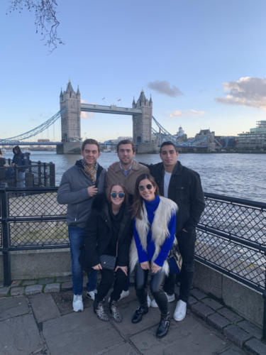 Alesia Morrison '20 with classmates, "Nicky Dickinson, Youcef Ziad, Steven James, and Jonathan Kleinman"